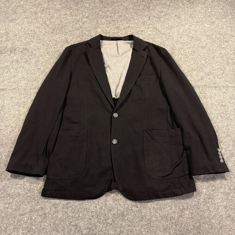 Rye 51 Air Jacket Sport Coat Mens 54R Black Cotton Stretch Casual Blazer Luxury